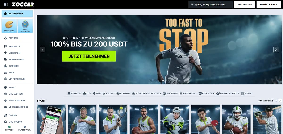 Zoccer positioniert sich als ein gigantisches casino ohne lugas, das mit über 12.100 Spielen und einer breiten Krypto-Auswahl sowohl Einsteiger als auch erfahrene High Roller anspricht, die keine Lust auf deutsche Einschränkungen haben.